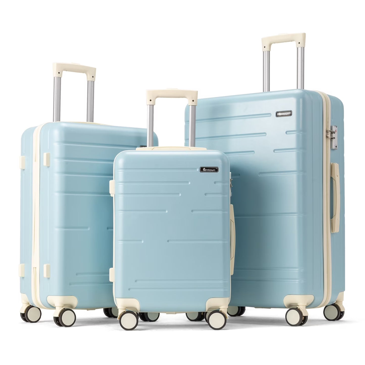 Zimtown 3 Piece Luggage Set, Carry on Suitcase Sets Hardside Lightweight Spinner with TSA Lock, Purple