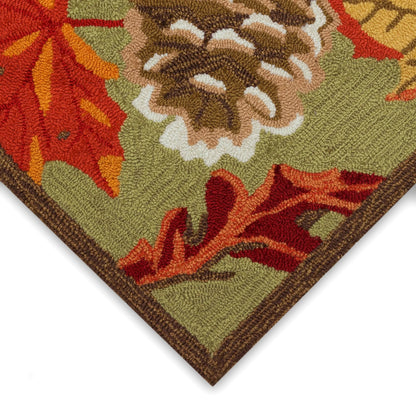 Liora Manne Ravella Area Rug Moss Falling Leaves Indoor Outdoor 70% Polypropylene