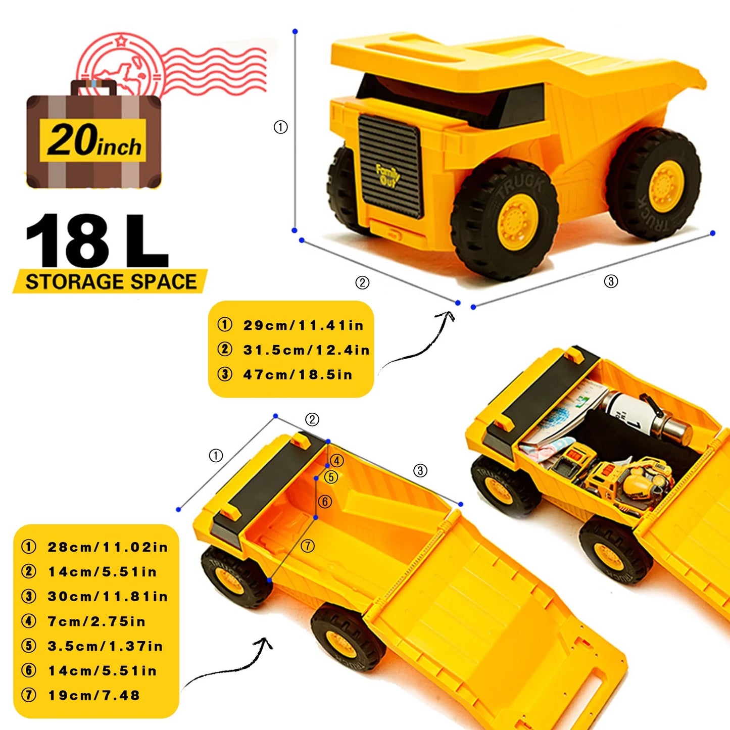 HURZMORO Unisex Suitcase Kids Travel Luggage, Yellow