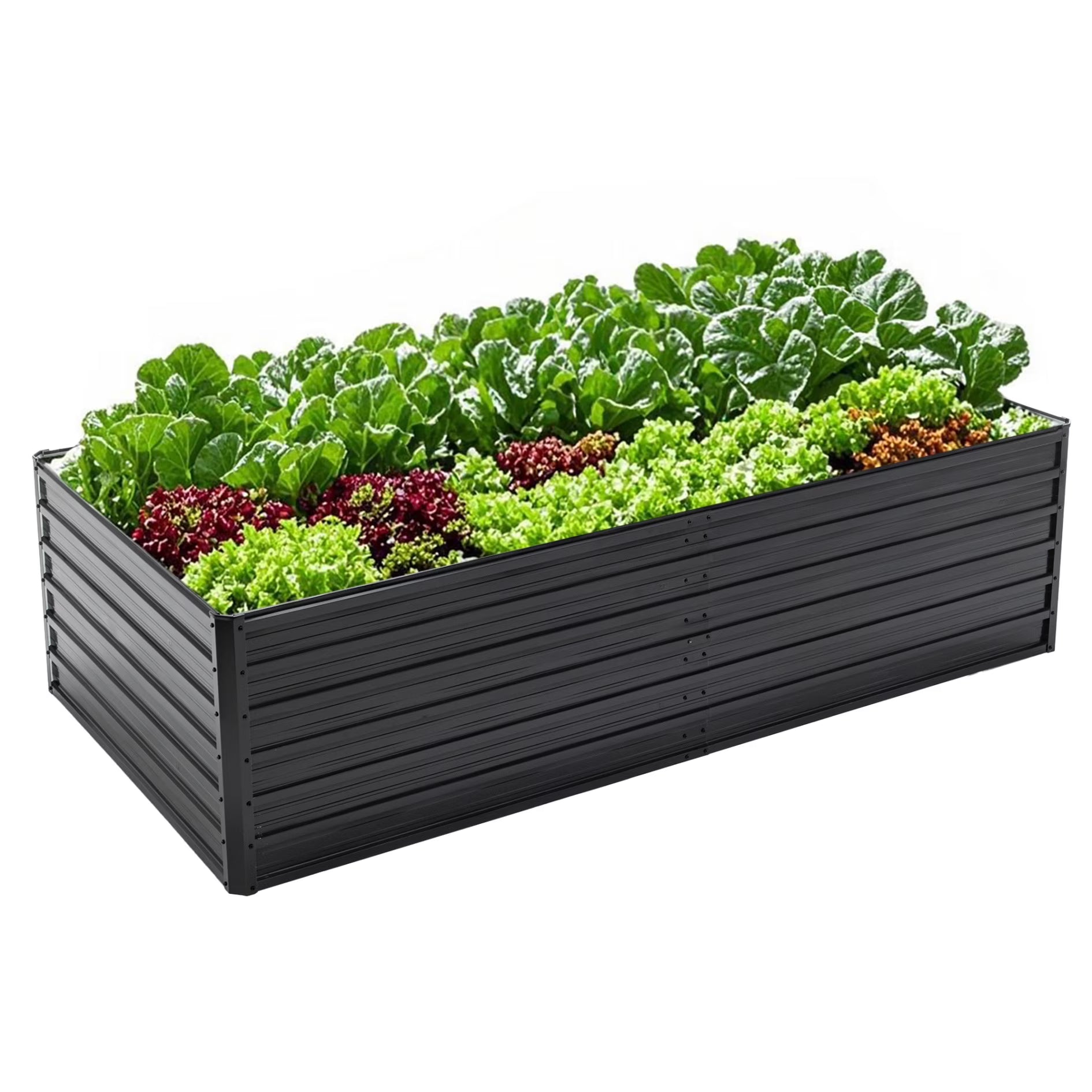 8X4x1 FT Galvanized Raised Garden Bed, Outdoor Planter Box Metal Patio Kit with Reinforcing Rod, Large Planting Bed for Vegetables Flowers Herb, Black