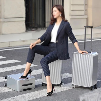All Aluminum Magnesium Alloy Hardside Carry on Luggage Airline Approved, Zipperless Metal Hardshell Suitcases with Spinner Wheels, Checked Metal Rolling Luggage for Travel, Business