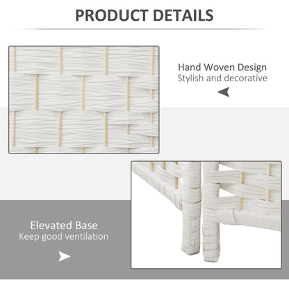 HOMCOM Room Divider, 3 Panel Folding Privacy Screen, 6FT Tall Portable Wicker Weave Partition Wall Divider for Bedroom, Home Office, White