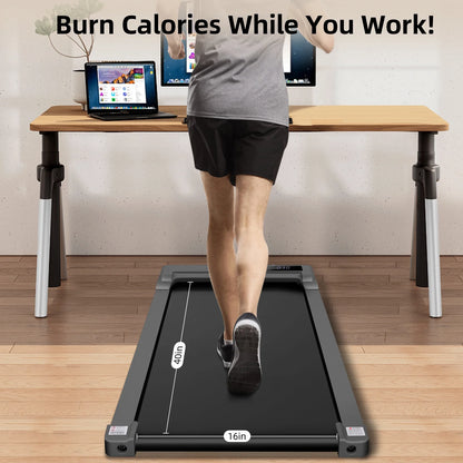 Walking Pad Treadmill, 2.5HP Under Desk Treadmill with Remote Control and LED Display, Portable Walking Treadmill for Home Office, Walking Jogging Machine with 300 lbs Weight Capacity