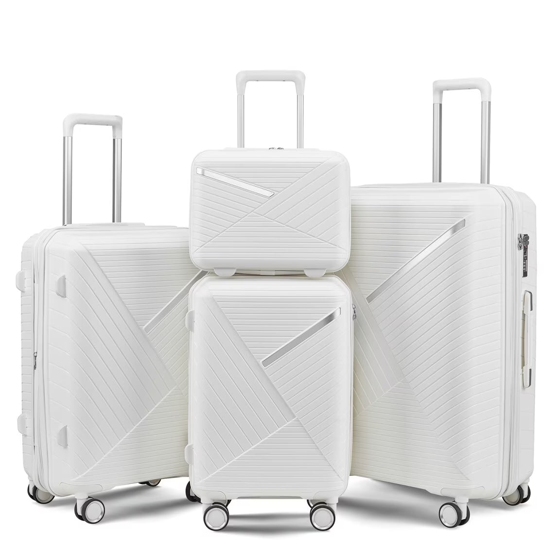 ARCTICSCORPION 4 Piece Hard-Shell Luggage Sets(14/20/24/28 inch), Lightweight PP Suitcase with TSA Lock and 360° Spinner Wheels for Travel Men Women, Black