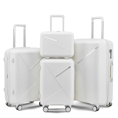 ARCTICSCORPION 4 Piece Hard-Shell Luggage Sets(14/20/24/28 inch), Lightweight PP Suitcase with TSA Lock and 360° Spinner Wheels for Travel Men Women, Black