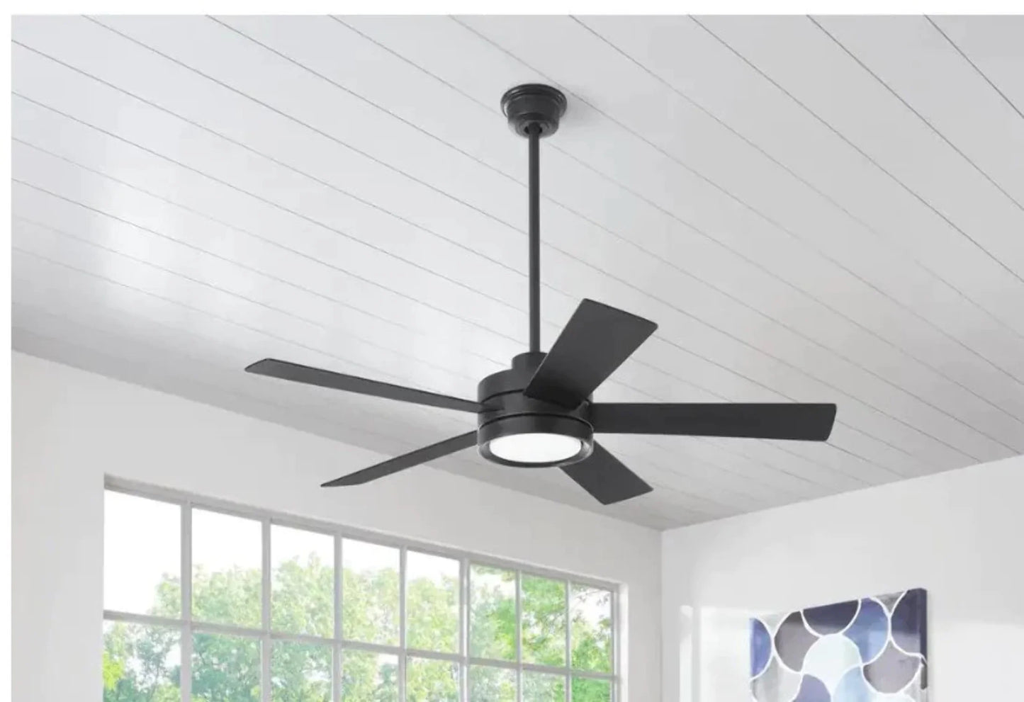 Home Decorators Collection Baxtan 56-Inch Matte Black Ceiling Fan with LED Light & Remote Control