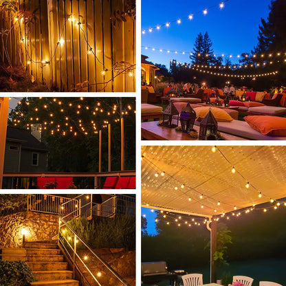 Solar Outdoor String Lights - 50FT Waterproof Patio Lights with 25 Dimmable Hanging Lights Globe G40 Bulbs, Shatterproof LED Christmas Lights for Outside Decor Party Wedding Porch Backyard