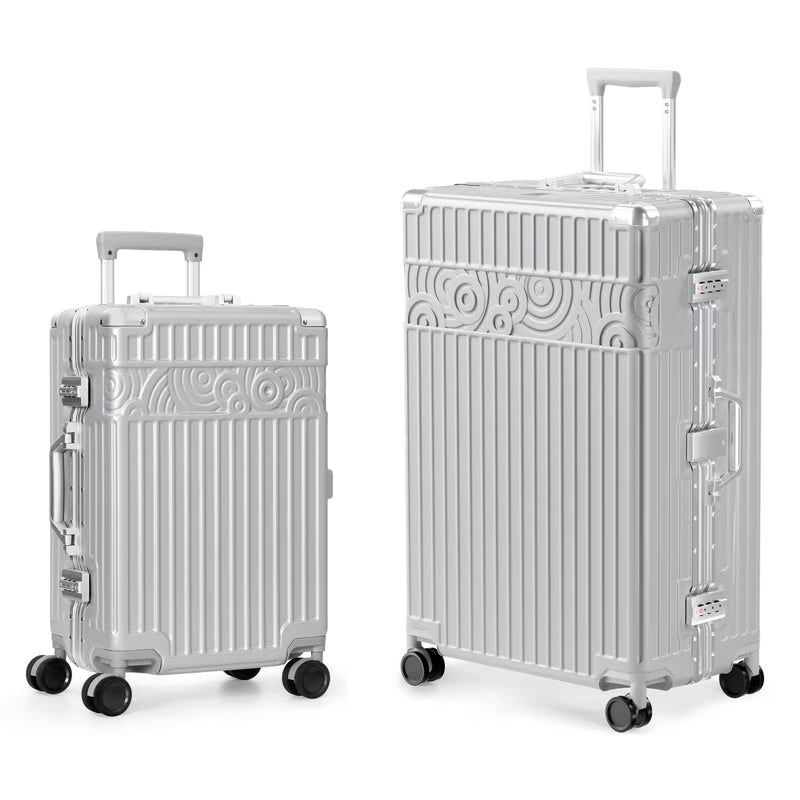 Luggage Sets Aluminum Frame PC ABS Hardshell with TSA Lock Spinner Wheels Zipperless 2 Piece 20 28 Inch Black