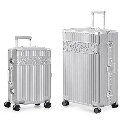 Luggage Sets Aluminum Frame PC ABS Hardshell with TSA Lock Spinner Wheels Zipperless 2 Piece 20 28 Inch Black