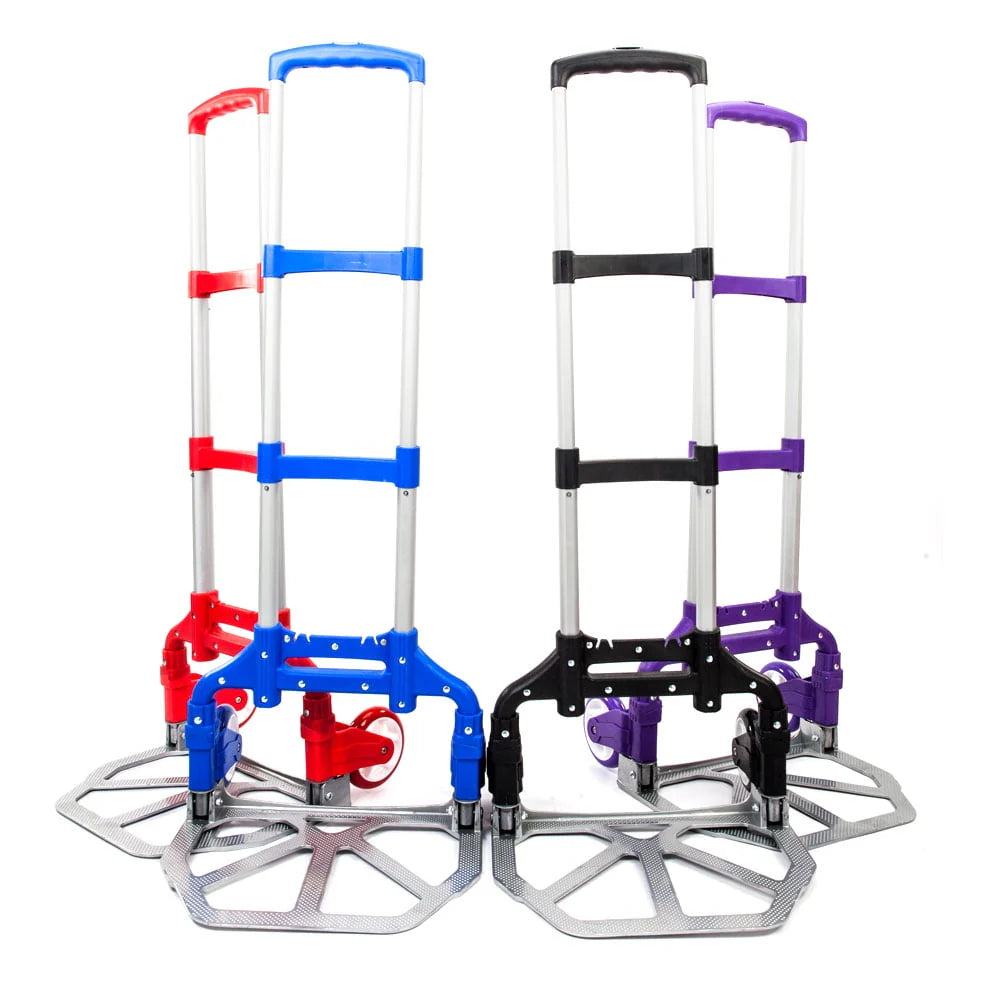 UBesGoo Portable Aluminum Folding Hand Truck Dolly Heavy-Duty Luggage Trolley Cart w/Telescoping Handle and PU Rubber Wheels for Home, Auto, Office,Travel Use (Multi-color)