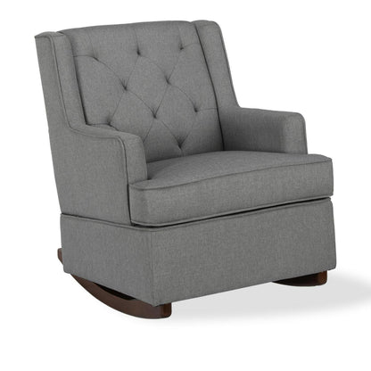 Baby Relax Bennet Transitional Wingback Nursery Rocker Chair. Gray