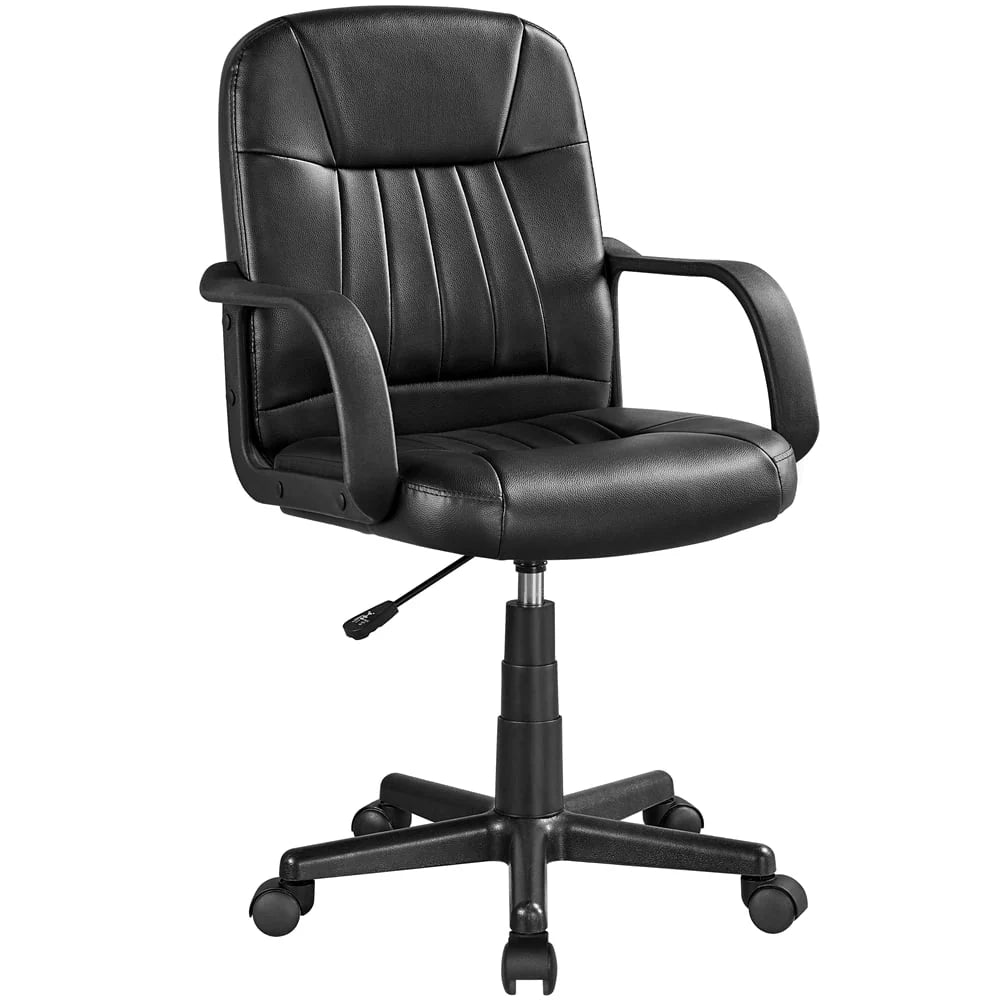 Topeakmart 2PCS Faux Leather Adjustable Swivel Office Chair for Home Office, Black
