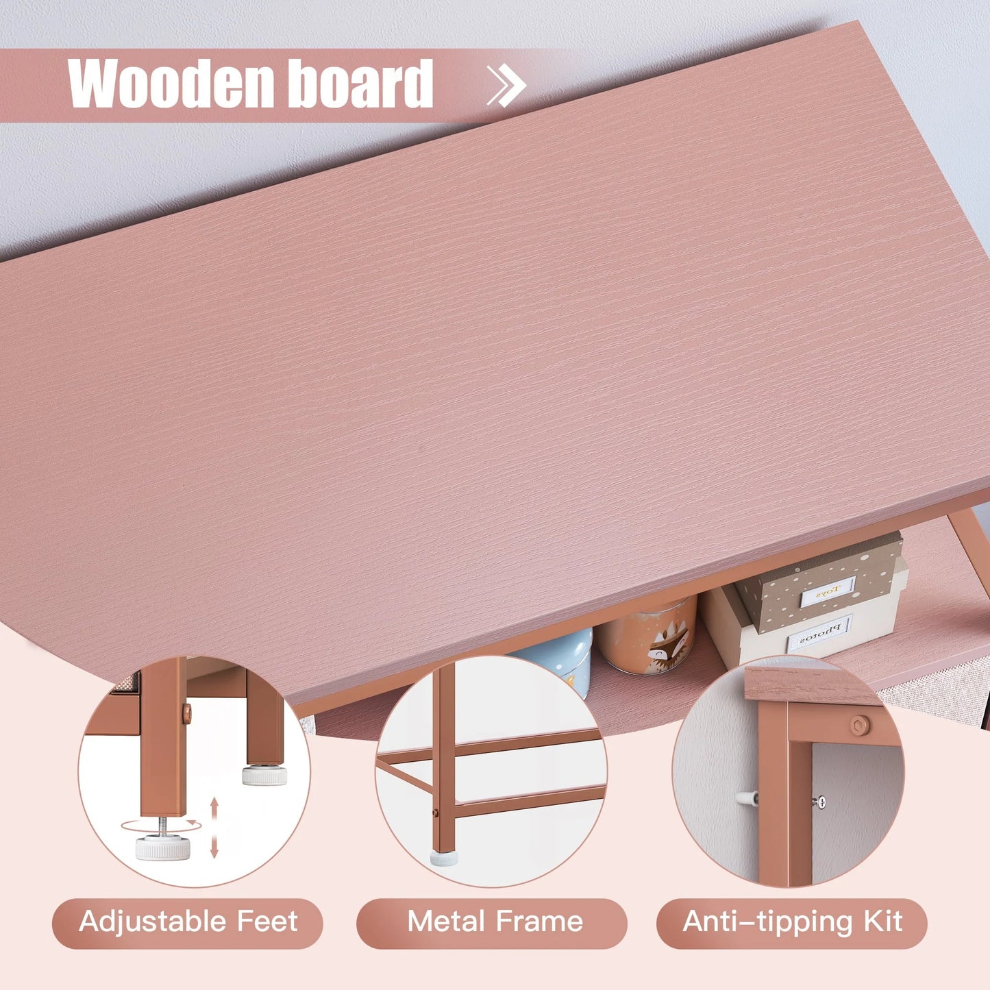 EnHomee Dressers for Bedroom with 7 Drawers Pink Dresser Fabric Chest of Drawers with Shelves Portable Storage Tower Small Dresser for Living Room Nursery Guest Room