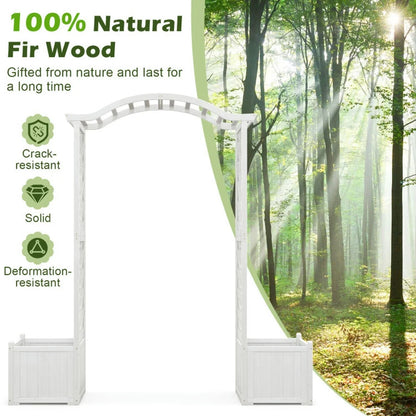 Kadyn Outdoor Decor,Wooden Garden Arbor with Planter and Trellis for Climbing Plants Decorations-White