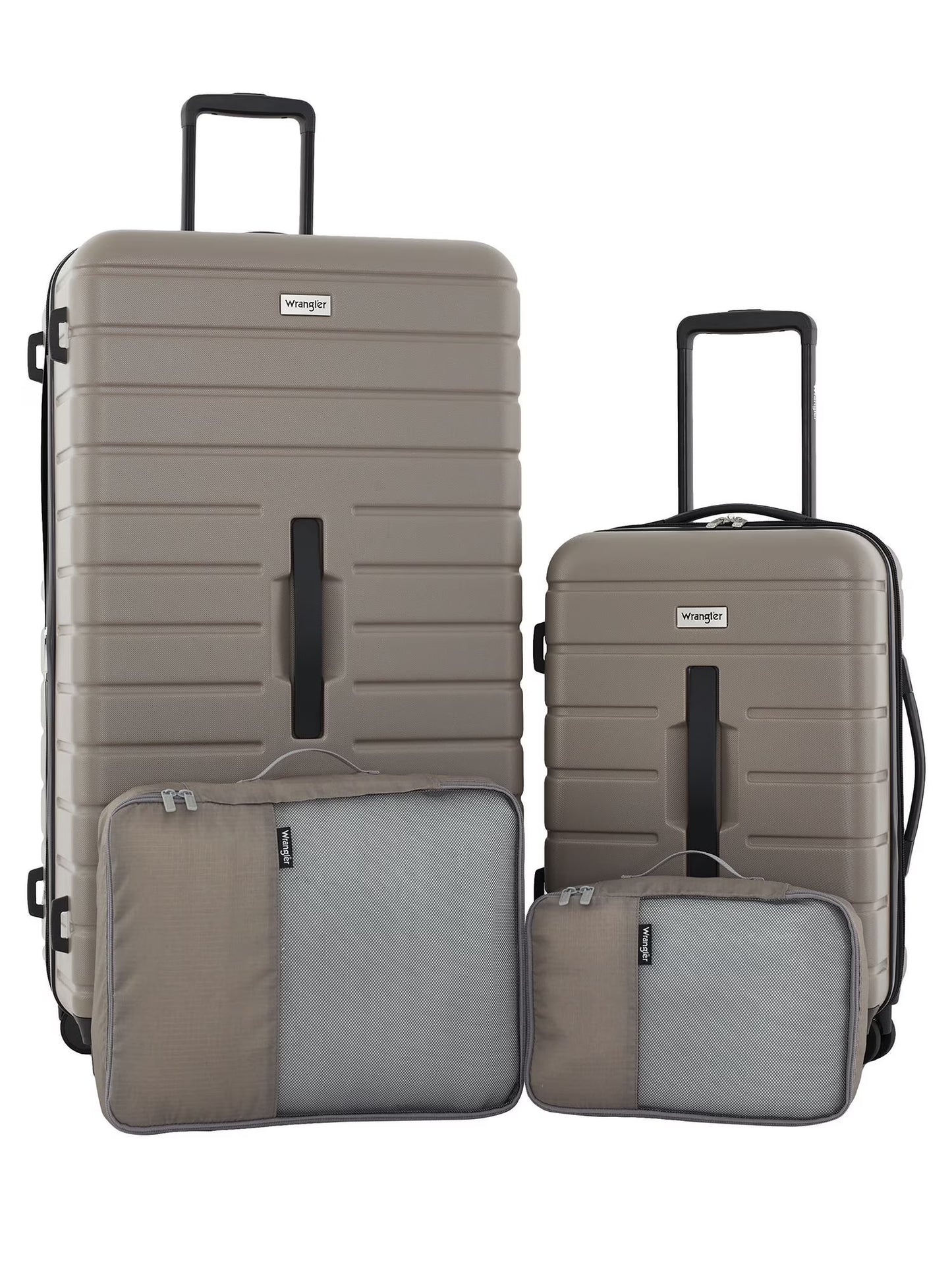 Wrangler 4-Piece 8-Wheel Expandable Hard Side Trunk-Style Luggage Set - Black
