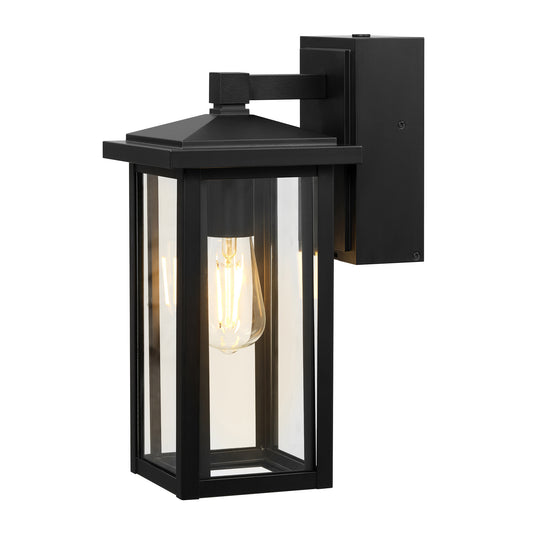Globe Electric 14' Matte Black Outdoor Wall Light with GFCI Outlet