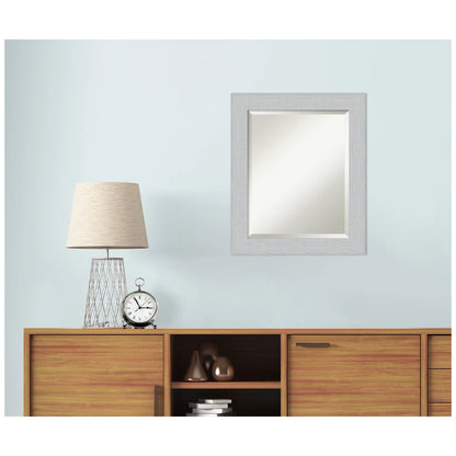 Amanti Art Shiplap White Beveled Wood Wall Mirror 24.25 x 20.25 in.