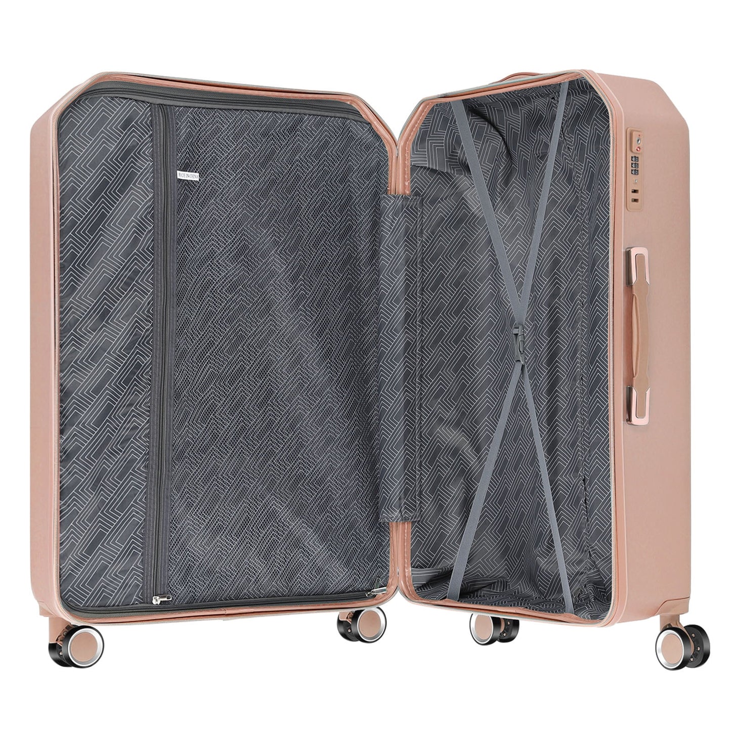 Luggage 3-Pieces Set PC+ABS Durable Suitcase Sets Rose Gold 20"24"28"