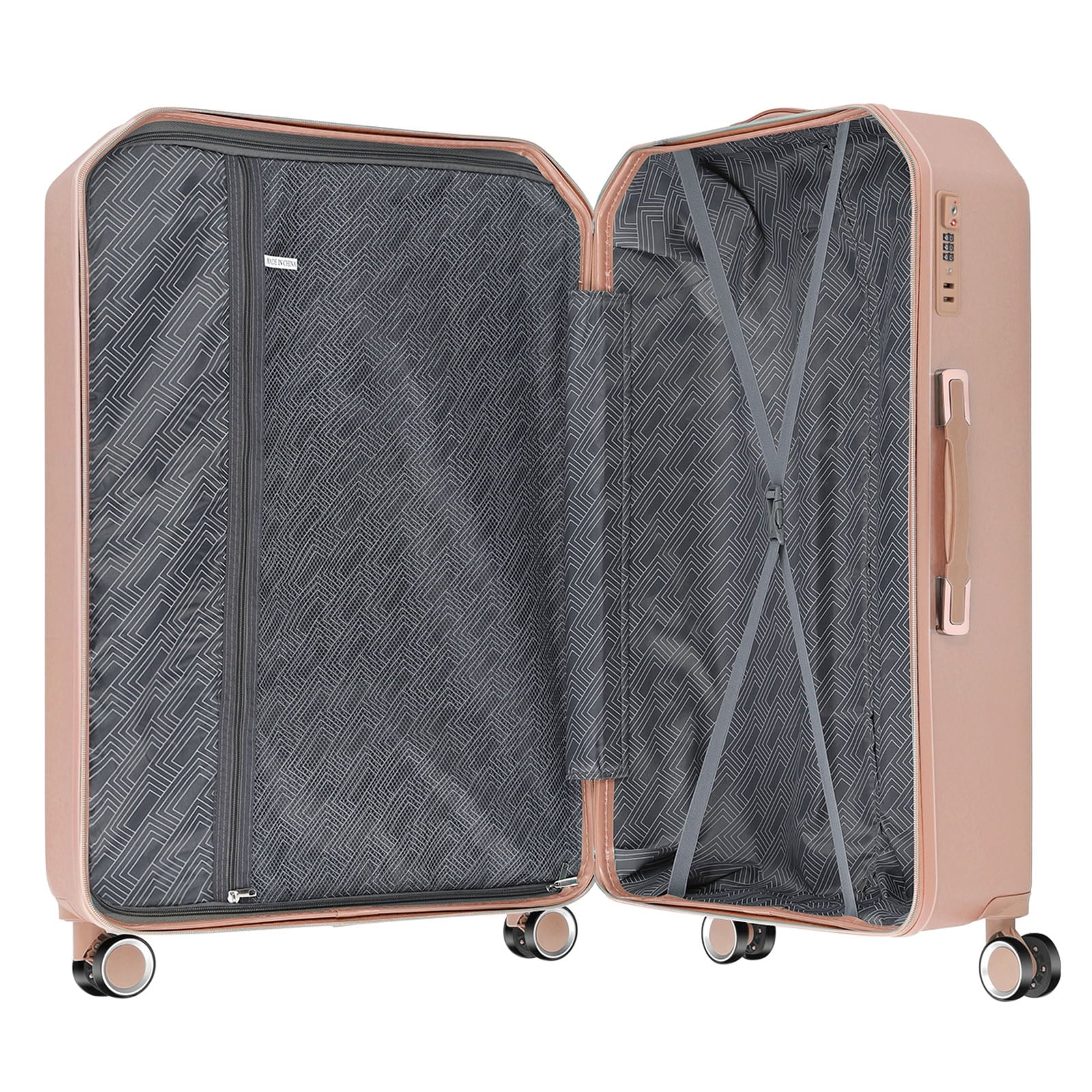 Luggage 3-Pieces Set PC+ABS Durable Suitcase Sets Rose Gold 20"24"28"