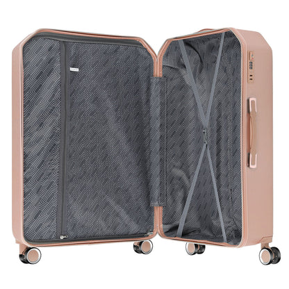 Luggage 3-Pieces Set PC+ABS Durable Suitcase Sets Rose Gold 20"24"28"