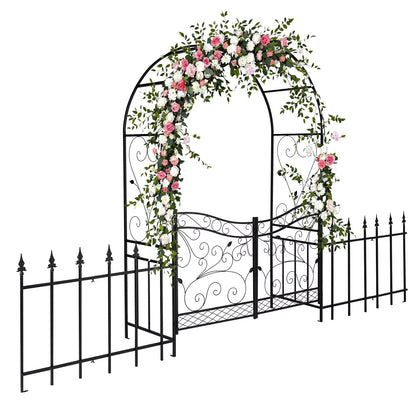Ktaxon Garden Arch, Iron Arch for Climbing Plants, 7.2 FT Garden Arch With Seat Weather-Resistant, Black