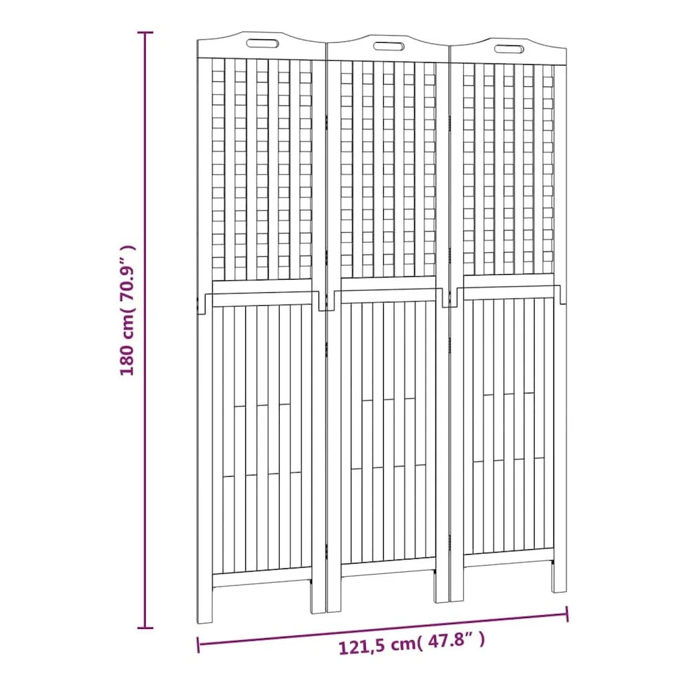 vidaXL 3 Panel Room Divider Privacy Room Divider Screen Solid Wood Acacia