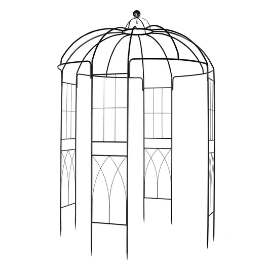 IVV Birdcage Shape Garden Arch, 8.9'Hx6.8'Dia, Pergola Plant Climbing Trellis Arbor Heavy Duty Metal Gazebo Garden Arch for Outdoor Arbor Climbing Plants Backyard Patio Wedding Ceremony, Black