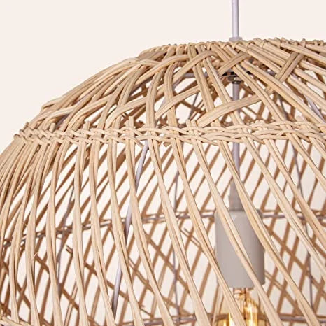 Arturesthome Rattan Pendant Lights Globe Hand Woven Boho Light Fixtures for Living Room Natural 19.5" x 17.9"