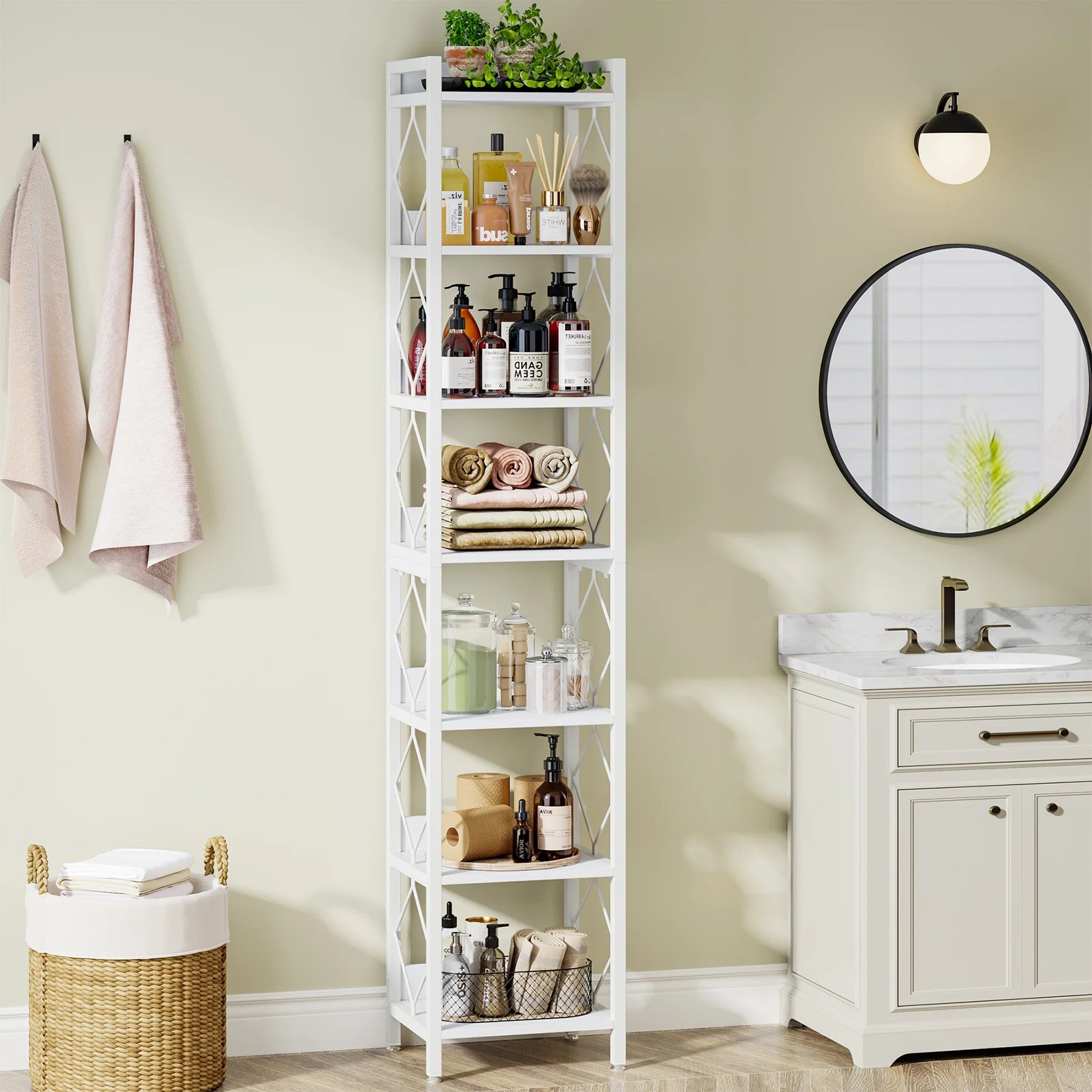 Tribesigns 78.7 Inches Tall Narrow Bookshelf, Freestanding 7-Tier Bookcase, Skinny Corner Storage Organizer for Home Office