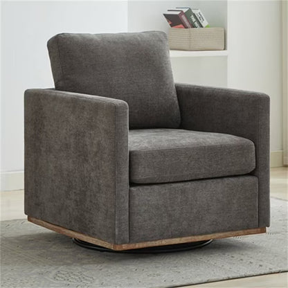Swivel Accent Chair, Modern Chenille Upholstered Lounge Chair Armchair with 360 Degree Swiveling Base, Leisure Club Chair Comfy Accent Single Sofa Chair for Nursery Bedroom Living Room, Taupe