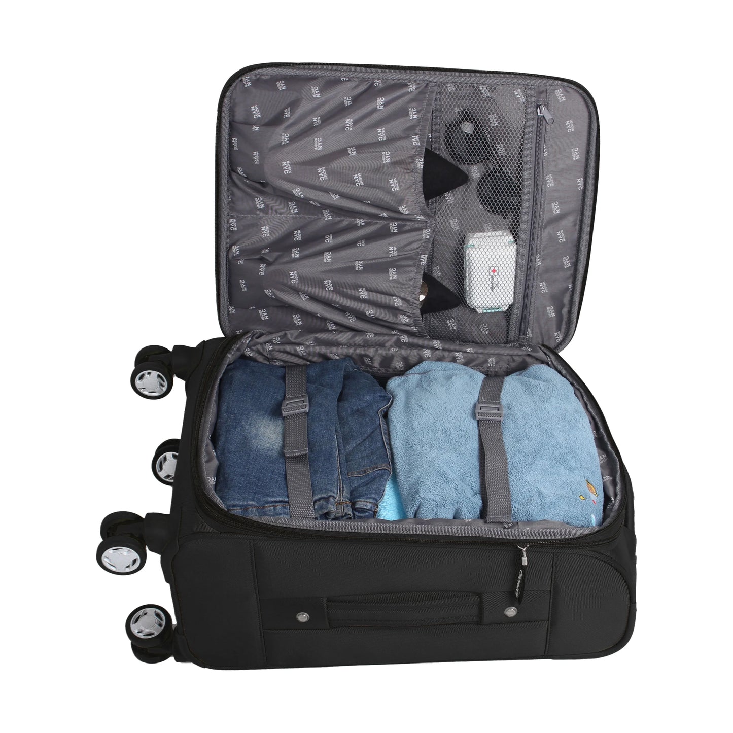 MADDEN NYC, Aesthetic Soft Side 28" Expandable Checked Luggage, Black