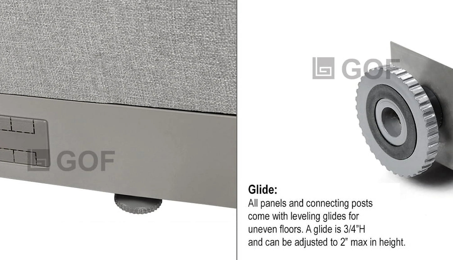 GOF Freestanding Office Partition-Straight Run w/Safety Legs (72"W x 60"H) Room Divider, Privacy Screen, Workstation Cubicle