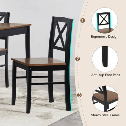 MAYEERTY Eco-Friendly Solid Wood Dining Set Sustainable Dining Table with Black Metal Accents for Home & Restaurant,Light Brown