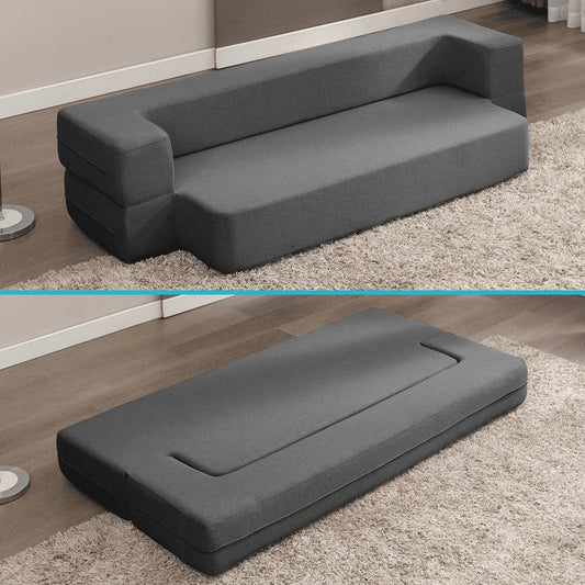 BALUS Folding Sofa Bed, Convertible Sleeper Sofa Bed Queen,Floor Couch Bed,Futon Sofa Bed Memory Foam Mattress,Floor Sofa Bed Twin for Living Room/Bedroom/Guest Room/Home Office,Dark Grey