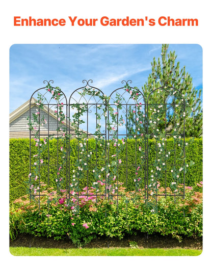 KFFKFF Outdoor Trellis for Vine Plants, Dimensions 87 x 20 inches, Set of 4 Durable Metal Garden Trellis, Ideal for Climbing Roses and Cucumbers, Decorative Clematis Trellis