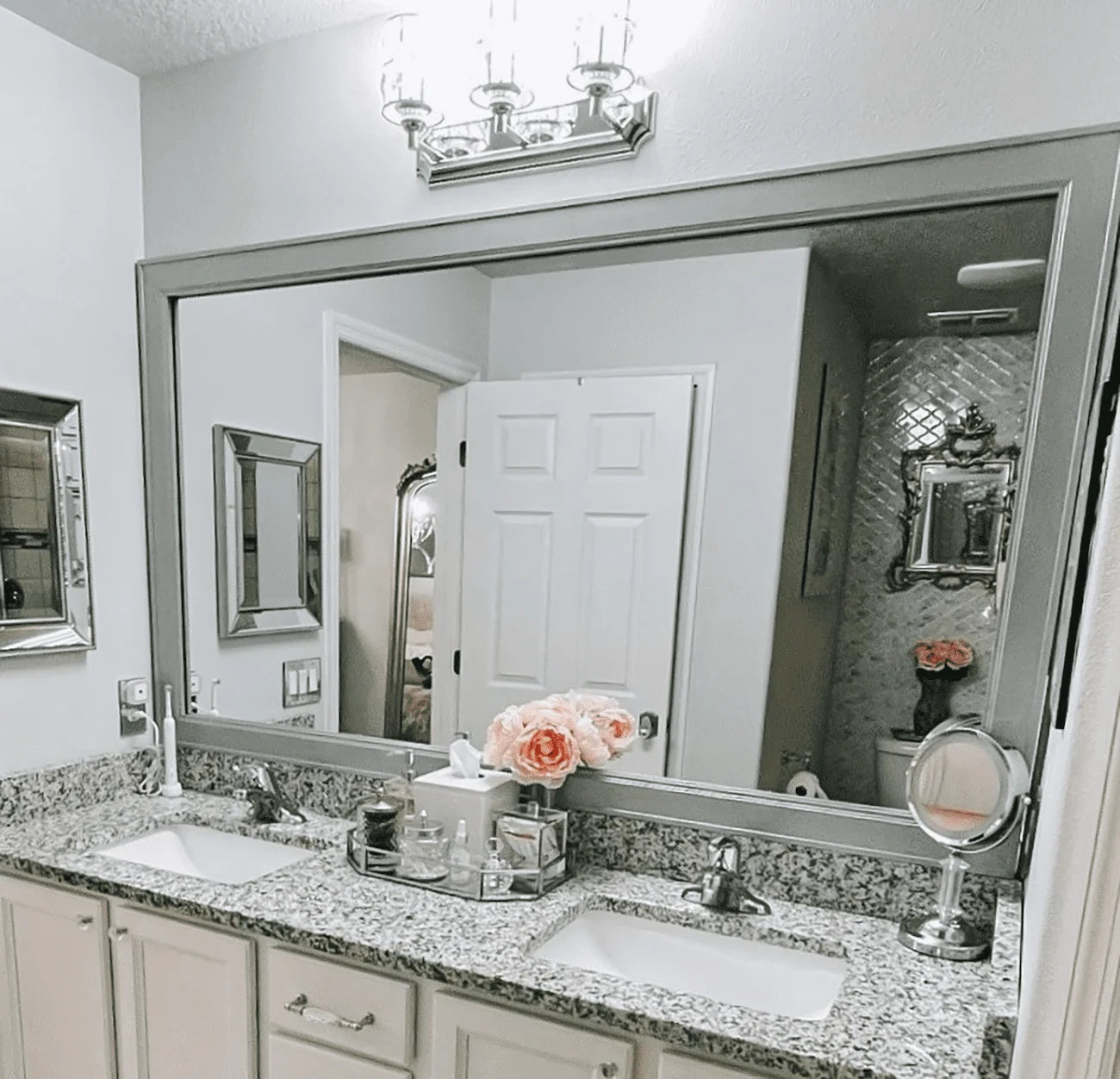 Porter Silver Framed Wall Mirror, Rectangular Vanity Mirror, Multiple Sizes