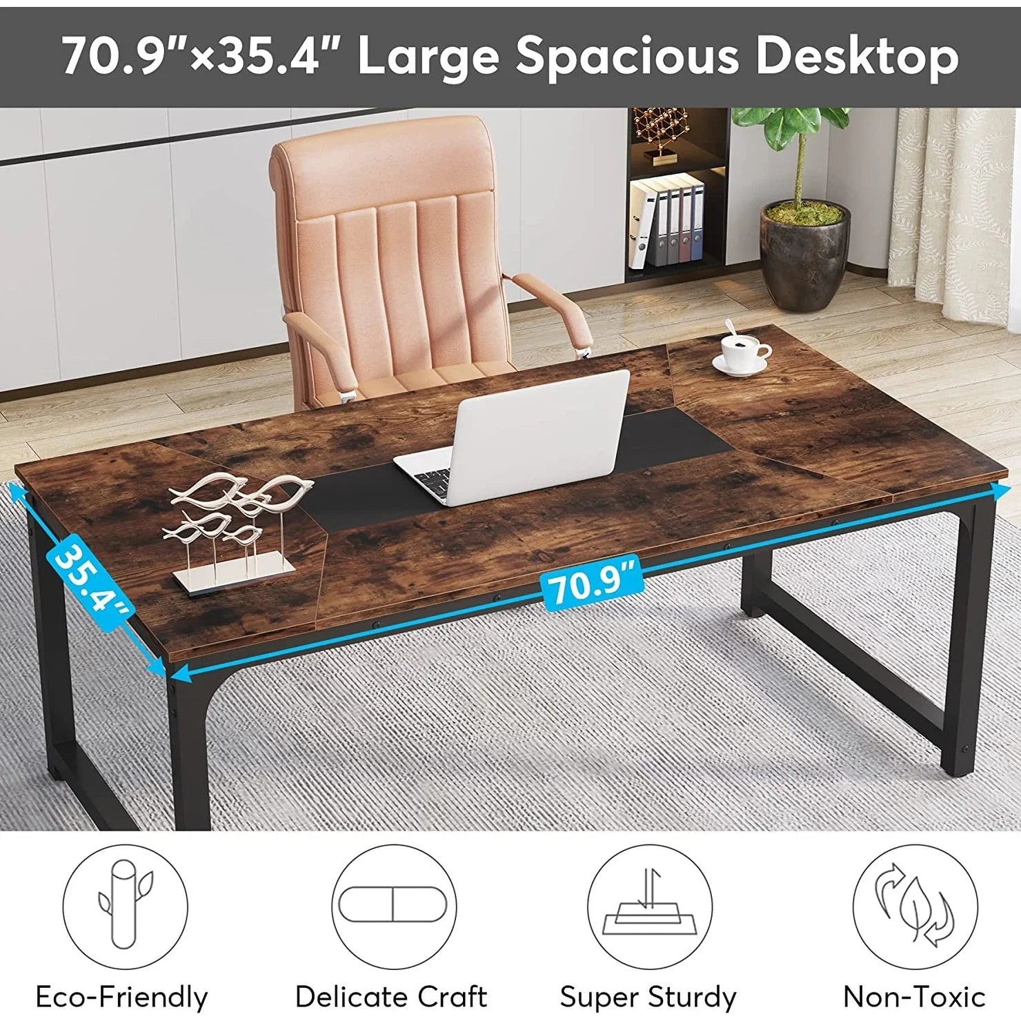 Large Simple Computer Desk Office Computer Table Writing Table for Home Office 63" L x 31.5" W x 29.5" H - Off White