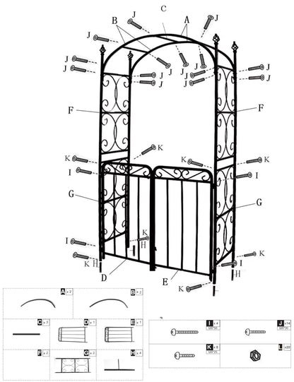 Accreate Easy Assemble 8FT Tall Garden Arch - No Tools Needed Steel Arbor with Gate, Includes Ground Stakes | Rust-Resistant Trellis for Wedding Backdrops & Climbing Plants
