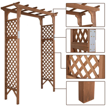 Ktaxon 5ft Wooden Garden Arch - Flat Top Trellis for Climbing Plants, Wedding, Backyard, Dark Brown