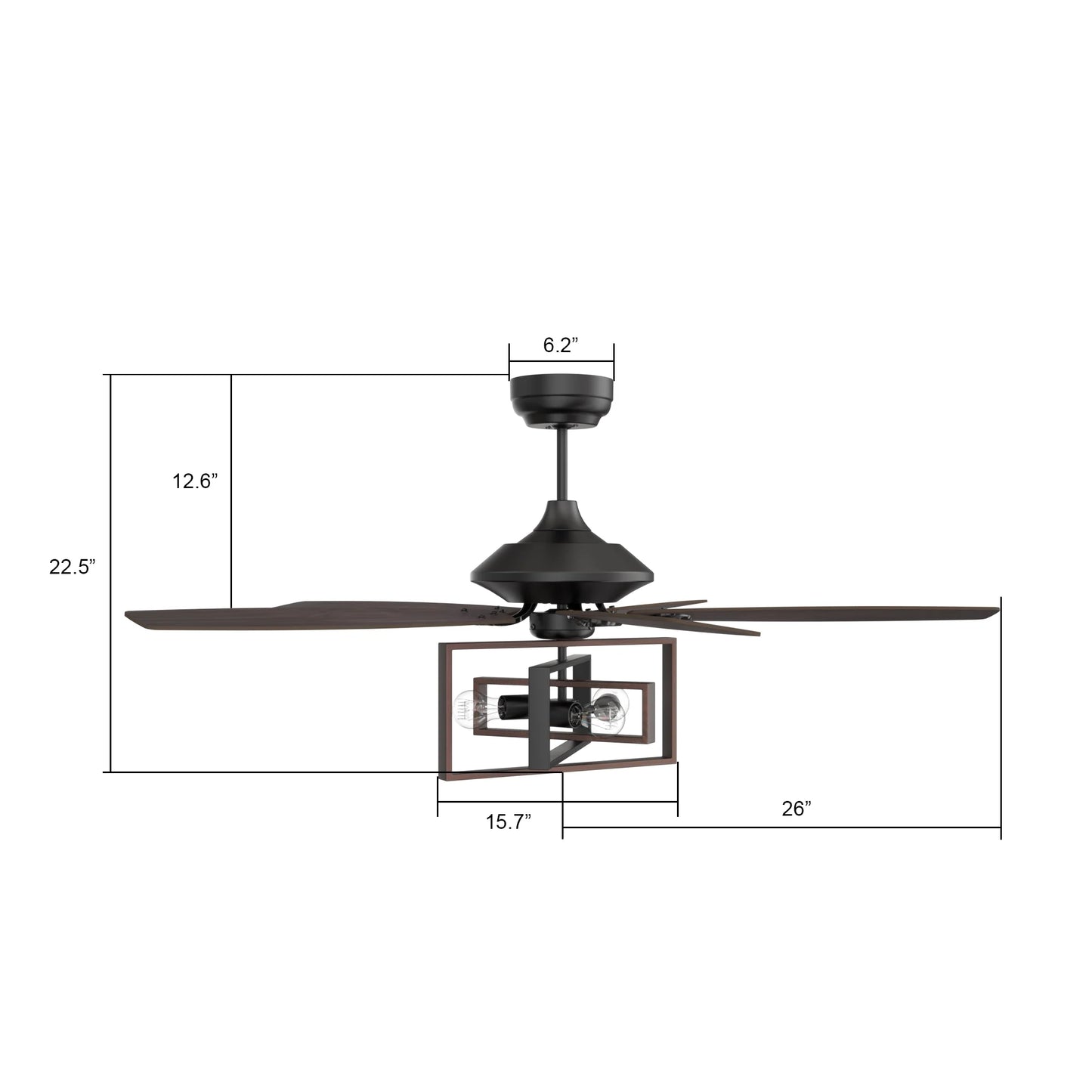 Smaair 52" 5 Blade Indoor Wood Ceiling Fan with Reversible Blade for Home Office