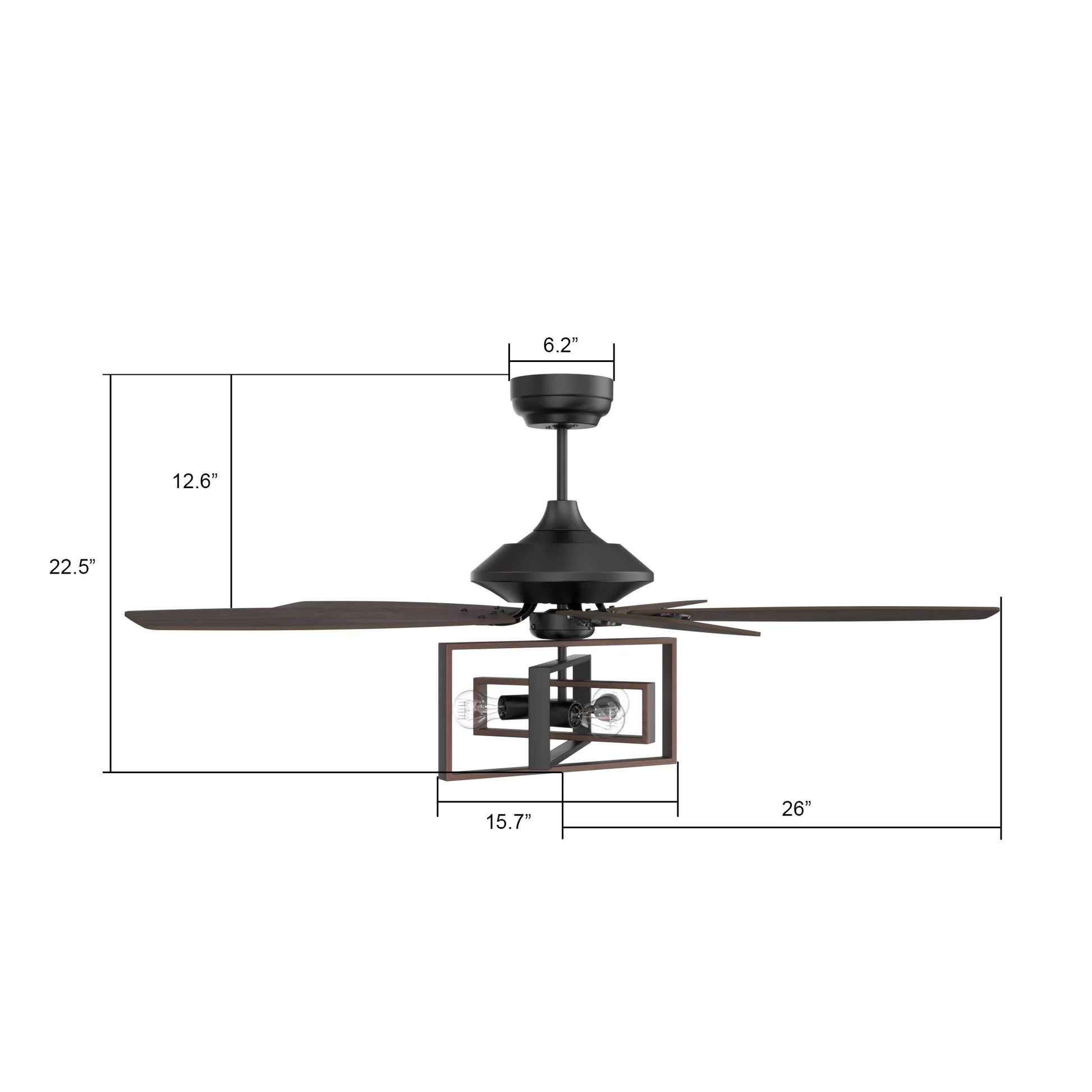 Smaair 52" 5 Blade Indoor Wood Ceiling Fan with Reversible Blade for Home Office