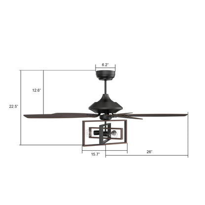 Smaair 52" 5 Blade Indoor Wood Ceiling Fan with Reversible Blade for Home Office