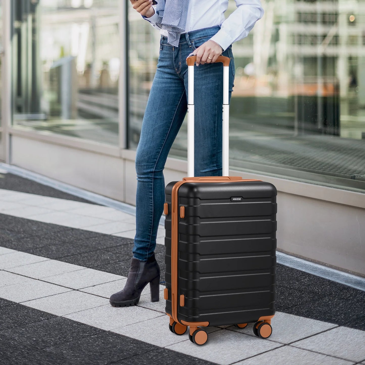 MIUSSE Carry on Luggage Set 3 Piece Hard Shell Luggage Sets with Spinner Wheels TSA Lock Carry on with Backpack Set