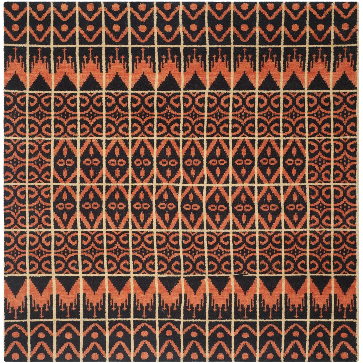 SAFAVIEH Kenya Kestrel Southwestern Wool Area Rug, Orange/Black, 8' x 10'