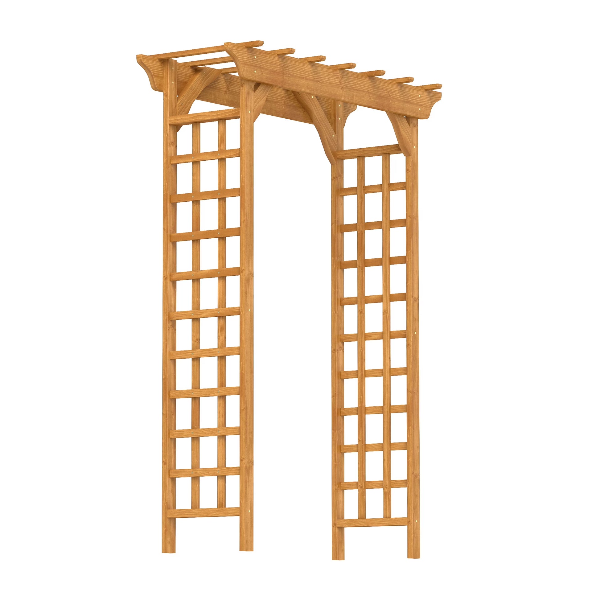 CAMSCH 85'' Premium Outdoor Wooden Arbor Arch with Trellis, Straight top, Pergola Arch for Climbing Plants, Wood Garden Yard Lattice, Wedding Arch for Ceremony, 63''(L) x 26''(W) x 85''(H)