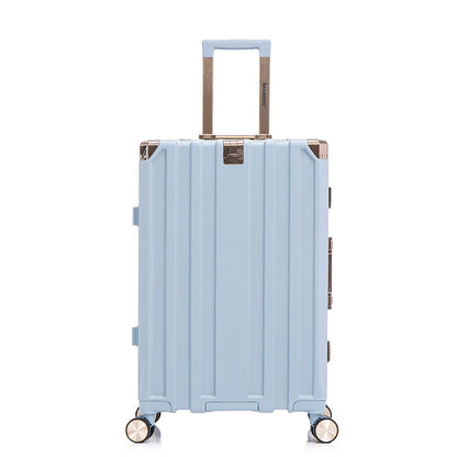 The luggage set is expandable into three sets, with an aluminum frame, password lock and double wheels, suitable for travel, business trips and school (20/24/28 IN)