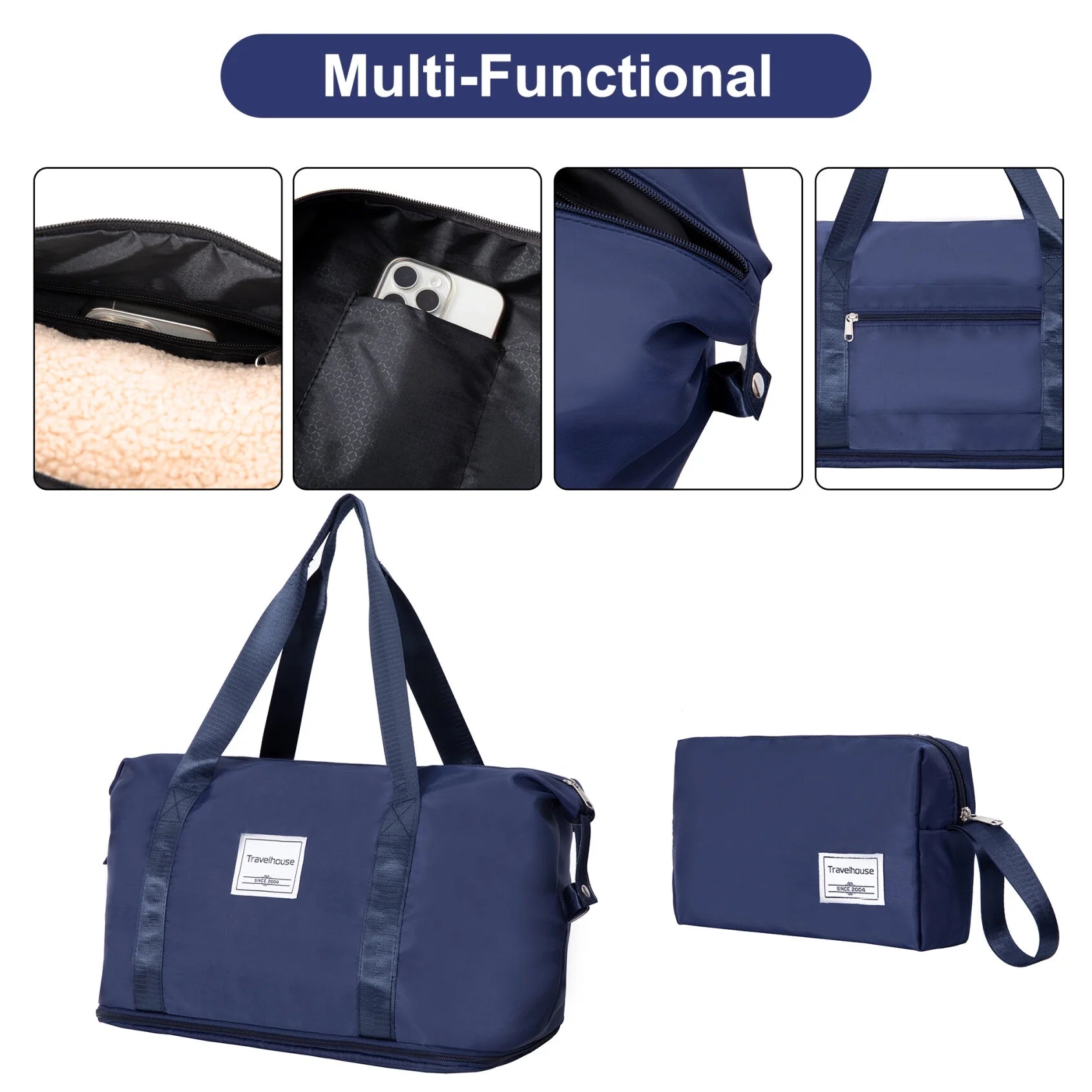 5-Piece Polyester Luggage Set with TSA Lock, Expandable Carry-On Suitcase and 360° Spinner Wheels in Blue, Complete Travel System for Versatile Packing