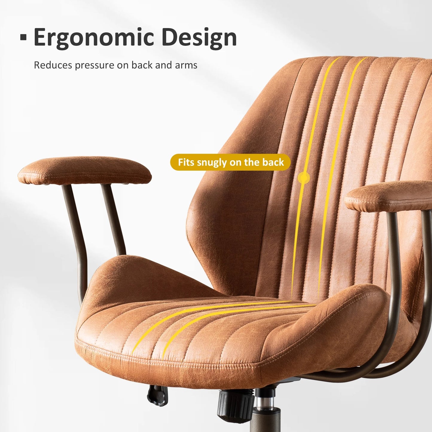 Ovios Ergonomic Office Chair Modern Computer Desk Suede Fabric Desk Chair with Lumbar Support for Home Office
