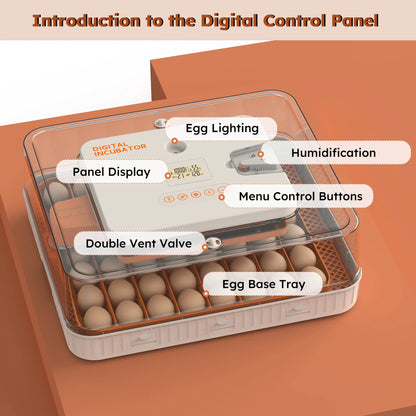 Montary 56 Egg Incubator: Auto Turning, Humidity Control & Water Refill for Chicken/Duck/Goose Eggs w/Candler