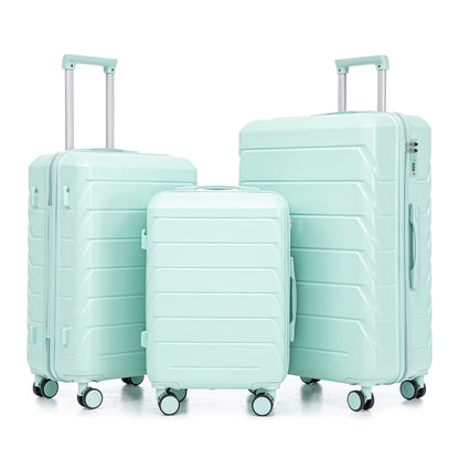 PAPROOS 3 Piece Luggage Set, ABS Carry-on Luggage Set with Spinner Wheels and TSA Lock, Lightweight Hardside Luggage, 20/24/28 Inch Rolling Suitcase Set for Travel Business Trip, Beige